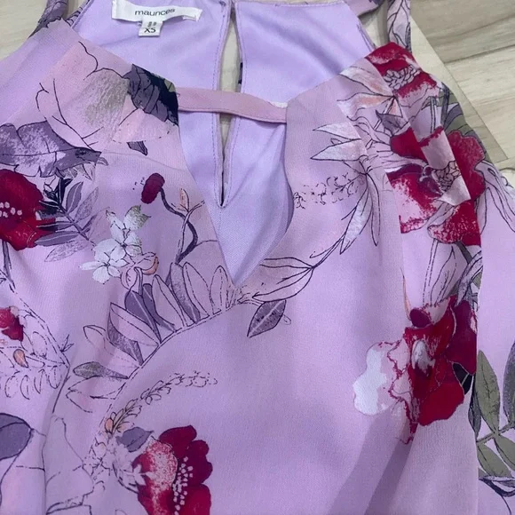 Maurices Purple Floral Fit & Flare Sleeveless Dress XS Spring -0262 - Picture 4 of 5